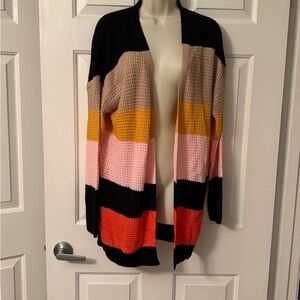Colorful Striped Women's Cardigan Sweater